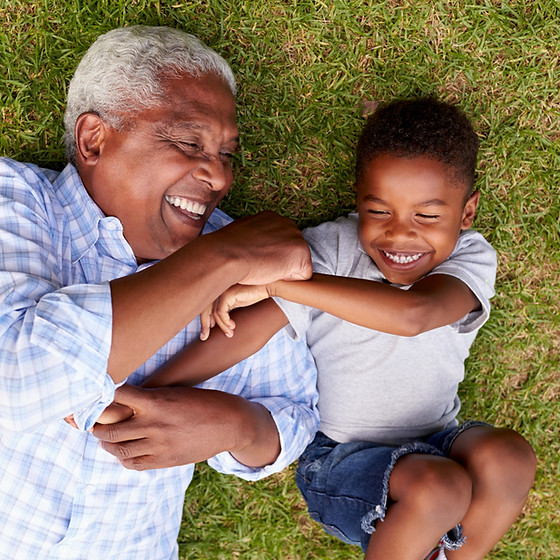 Grandpa and Grandchild Having Fun