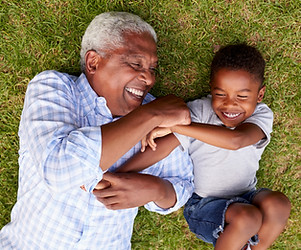 Grandpa and Grandchild Having Fun