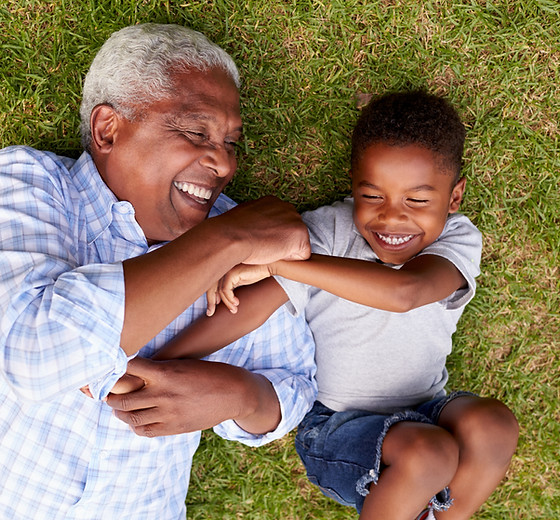 Grandpa and Grandchild Having Fun