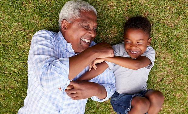 Grandpa and Grandchild Having Fun