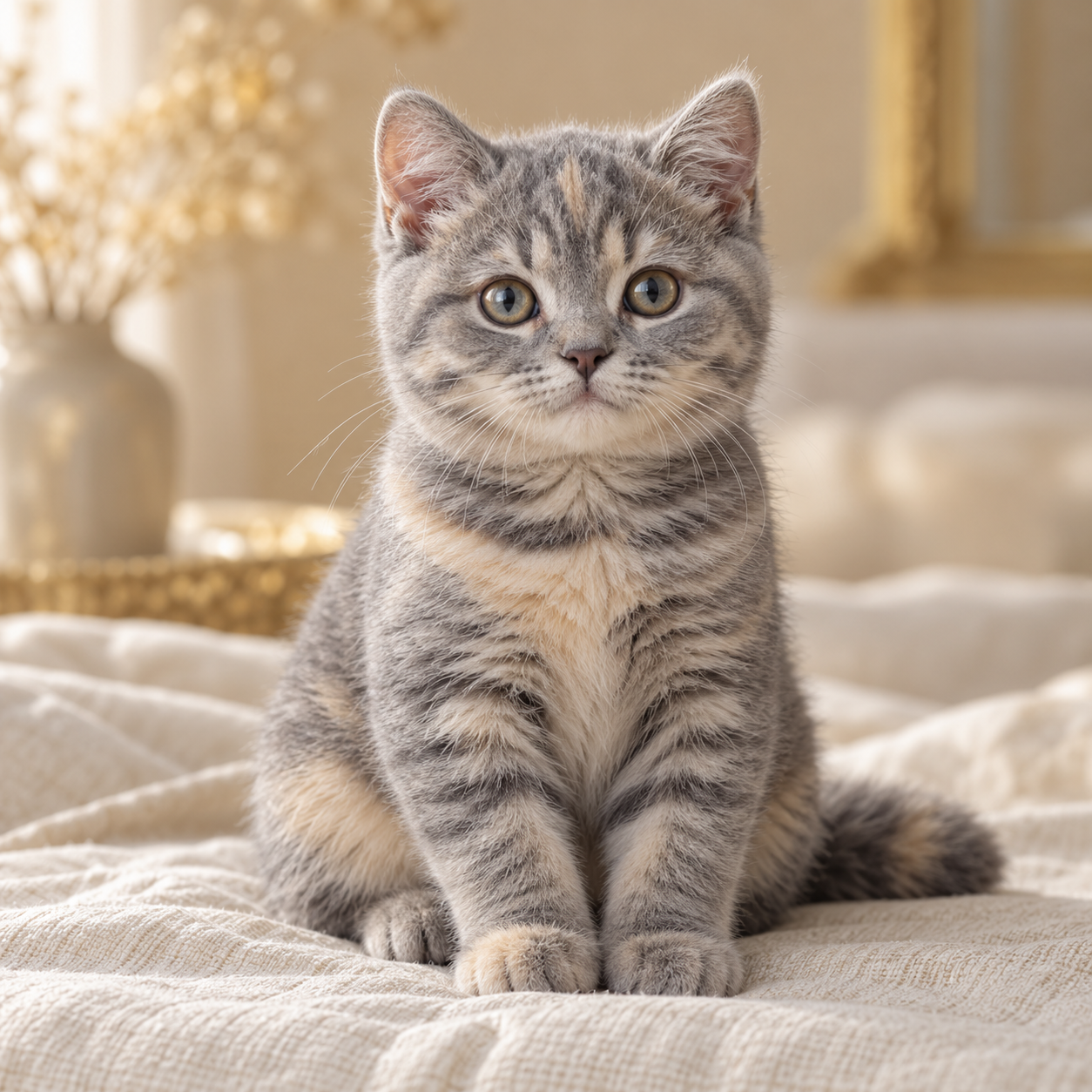 Blue-cream tabby British Shorthair kitten — AI illustration