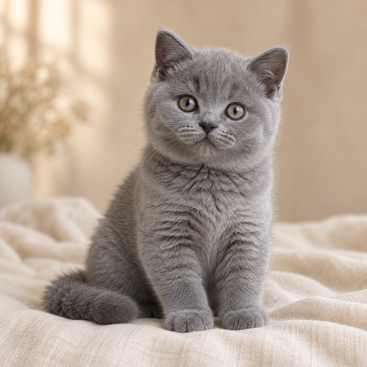 Blue British Shorthair kitten — AI colour illustration