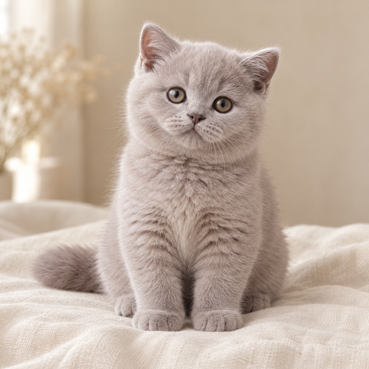 Lilac British Shorthair kitten — AI colour illustration