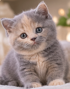 Blue-Cream Tortoiseshell British Shorthair kitten — AI colour illustration