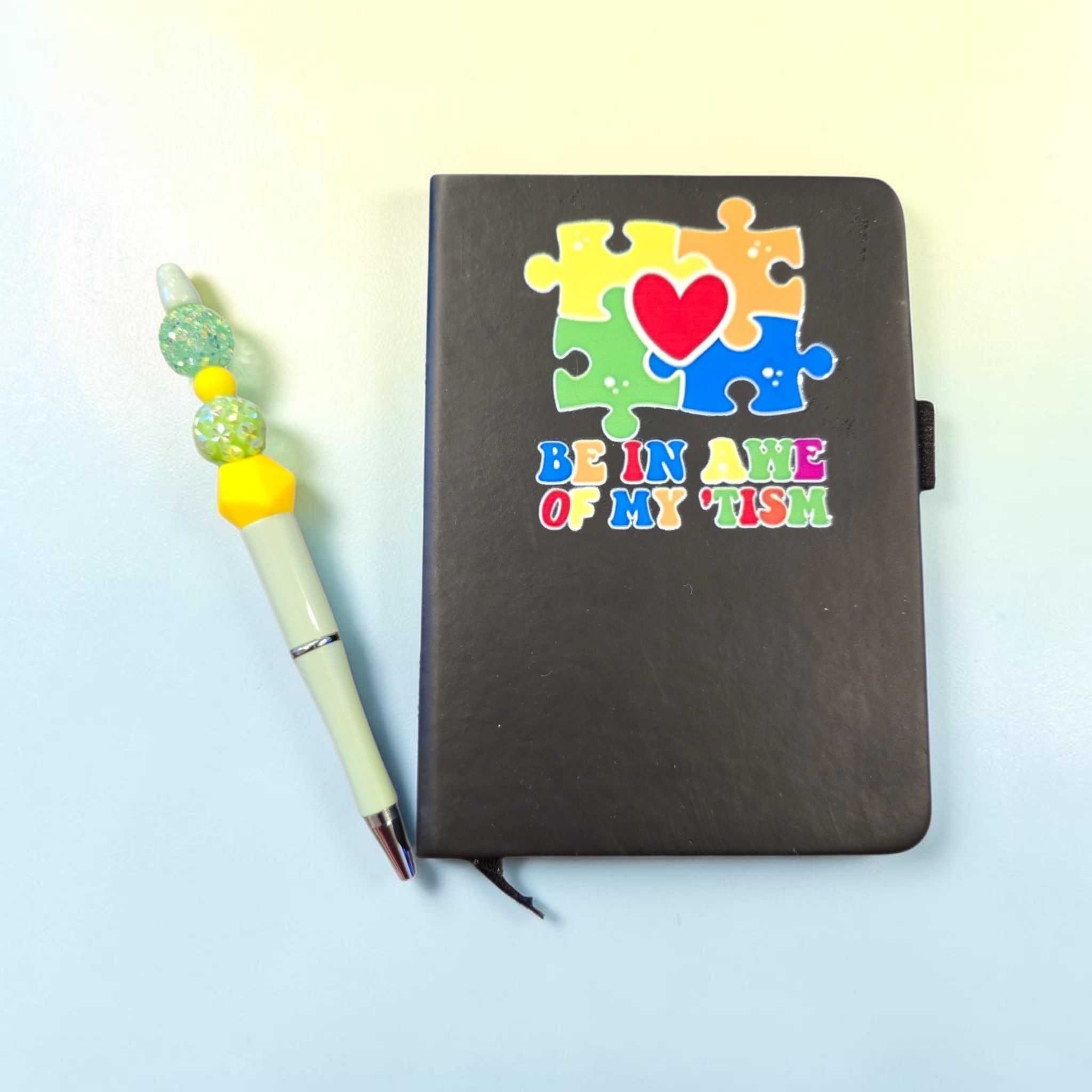 Be in Awe of My Autism Notebook and Beaded Pen Set