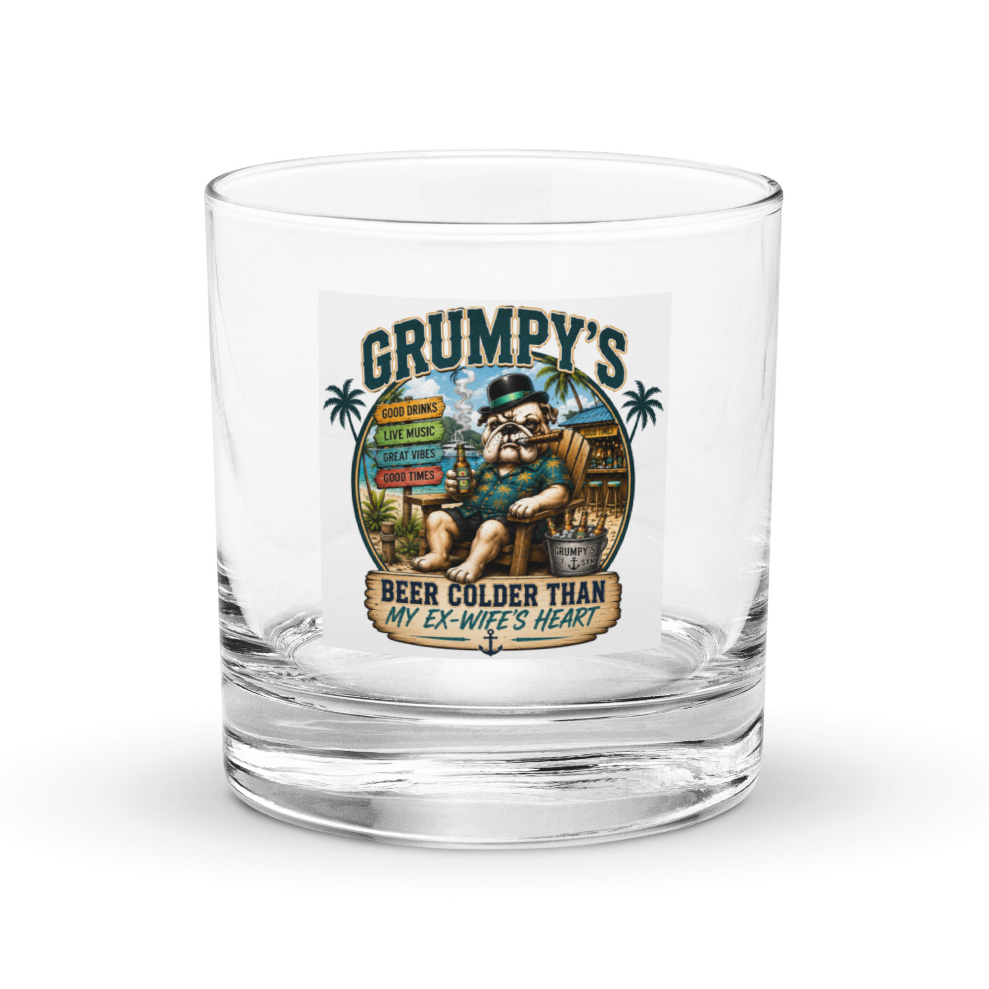 Grumpy's Rocks glass - Beer Colder Thank my Ex Wife's Heart
