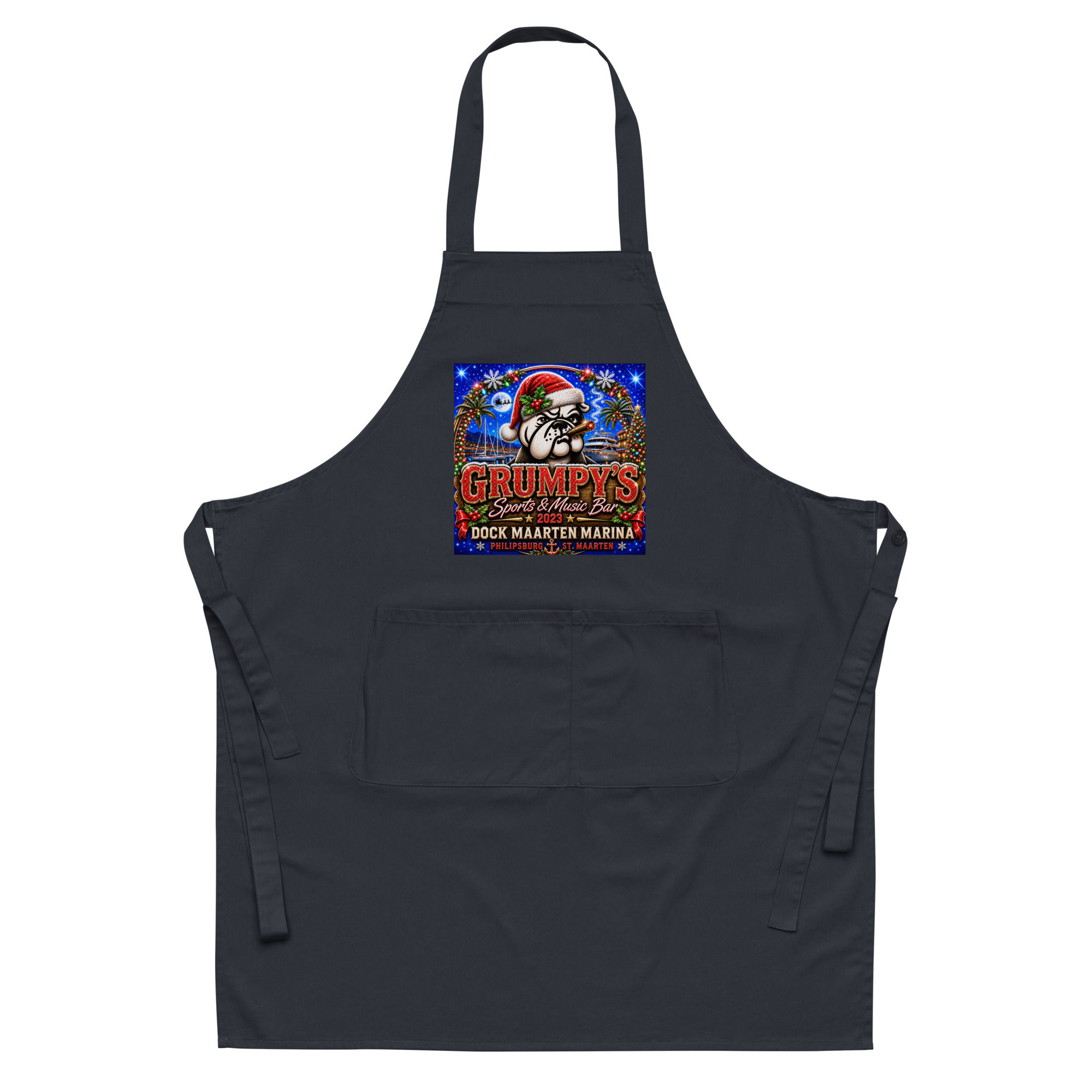 Grumpy;s Organic cotton apron - Christmas Blue