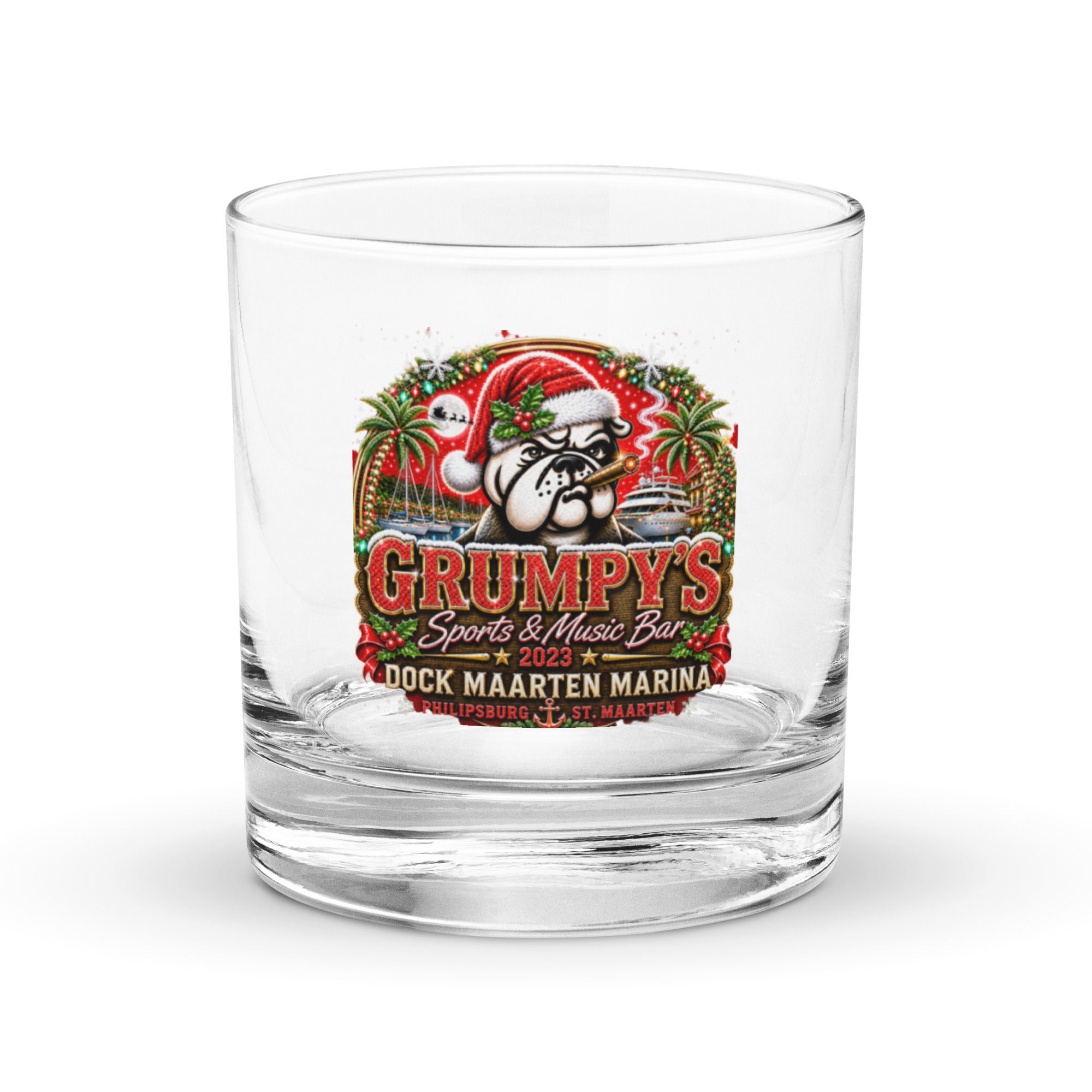 Grumpy's Rocks glass - Christmas Red