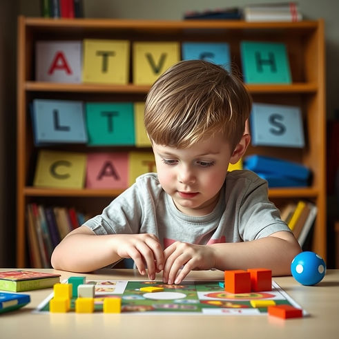 a 10 year old child doing dyslexia therapy with games.jpg