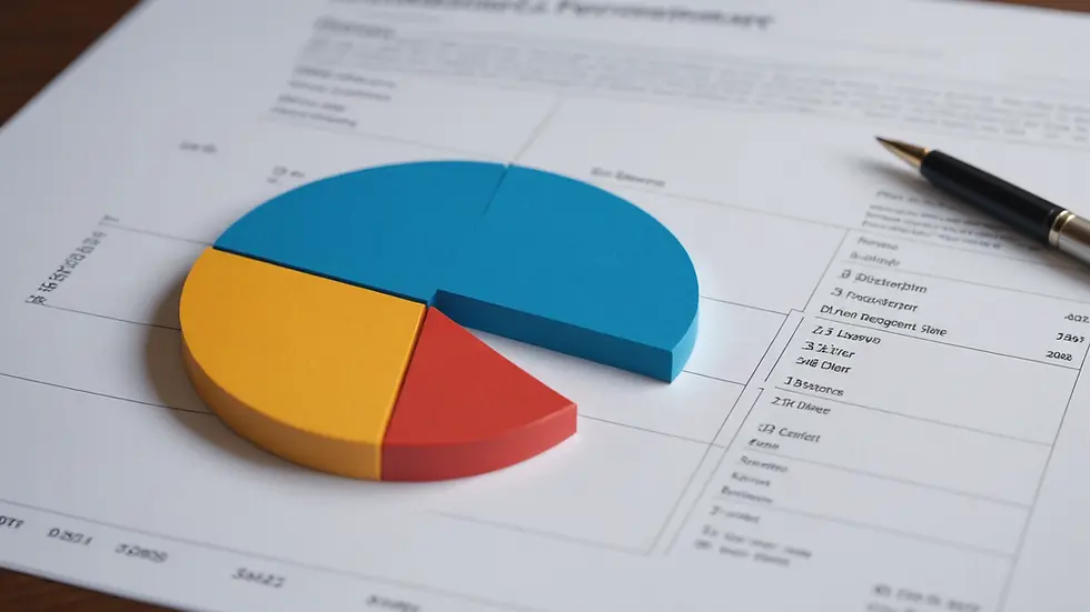 Close-up view of a pie chart on an investment document