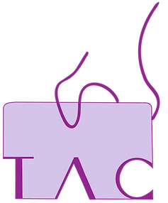 Stylized purple TAC letters on a black background. Curved lines extend from the top, suggesting movement or connection, creating a modern, dynamic feel.