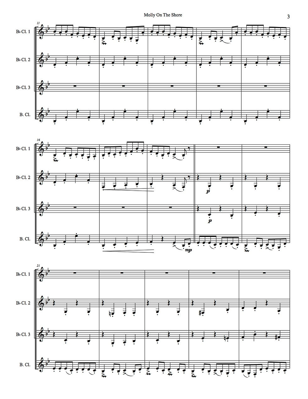 Thumbnail: Molly On The Shore: for Clarinet Quartet (Grade 5)