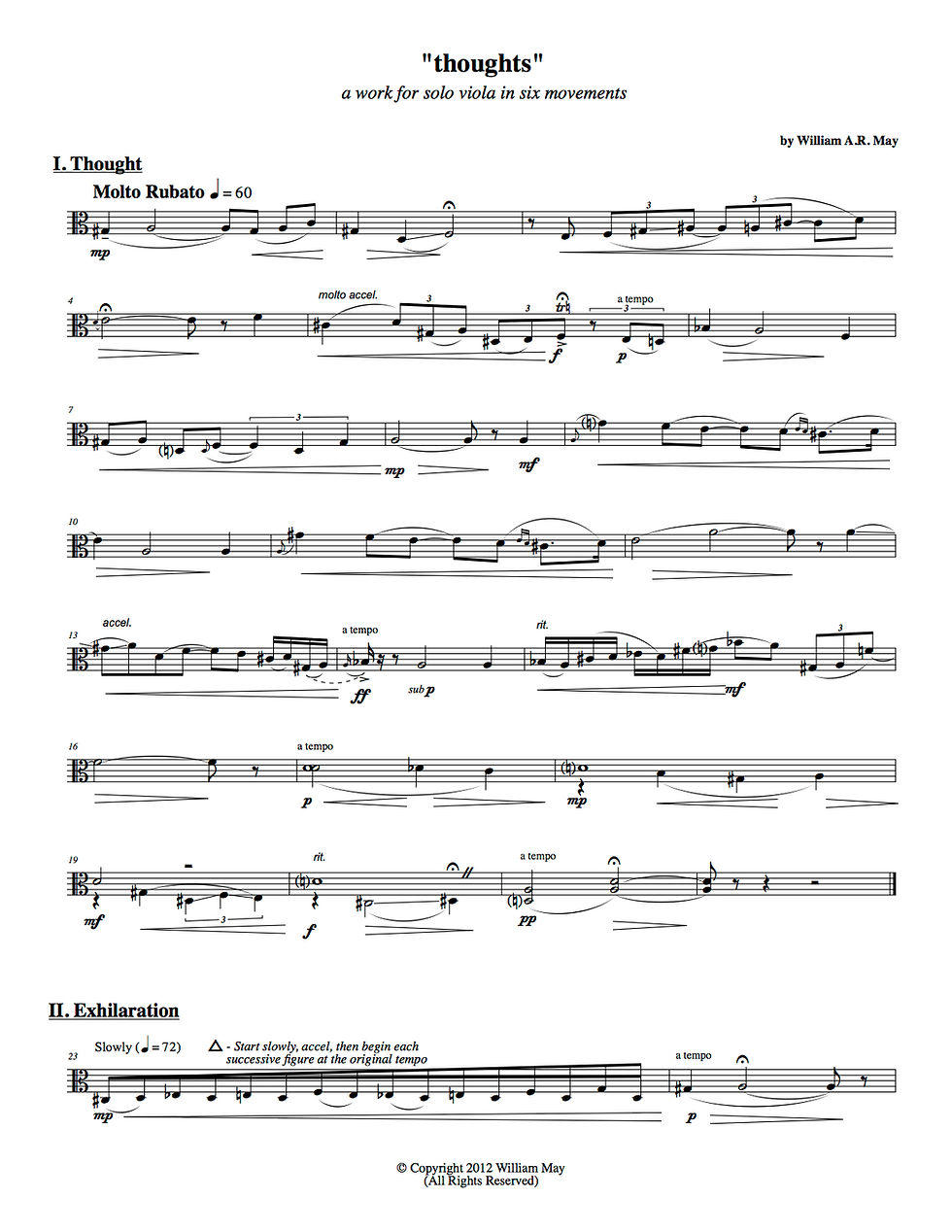 Thumbnail: Thoughts: for Solo Viola (Advanced)