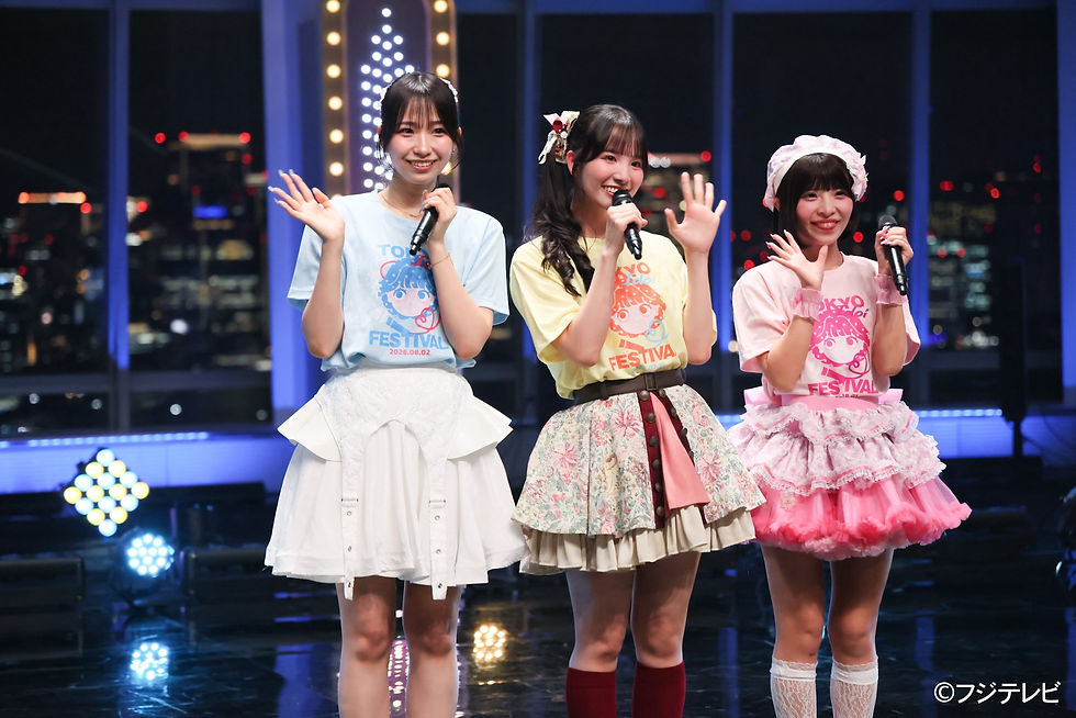 TIF2026PR大使。左からあゆり(feelNEO)、福田ひなた 可憐なアイボリー)、如月優衣(愛乙女★DOLL)