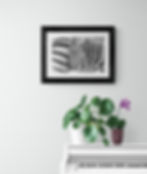 Room mock up showing this prinr framed and hanging on the wall
