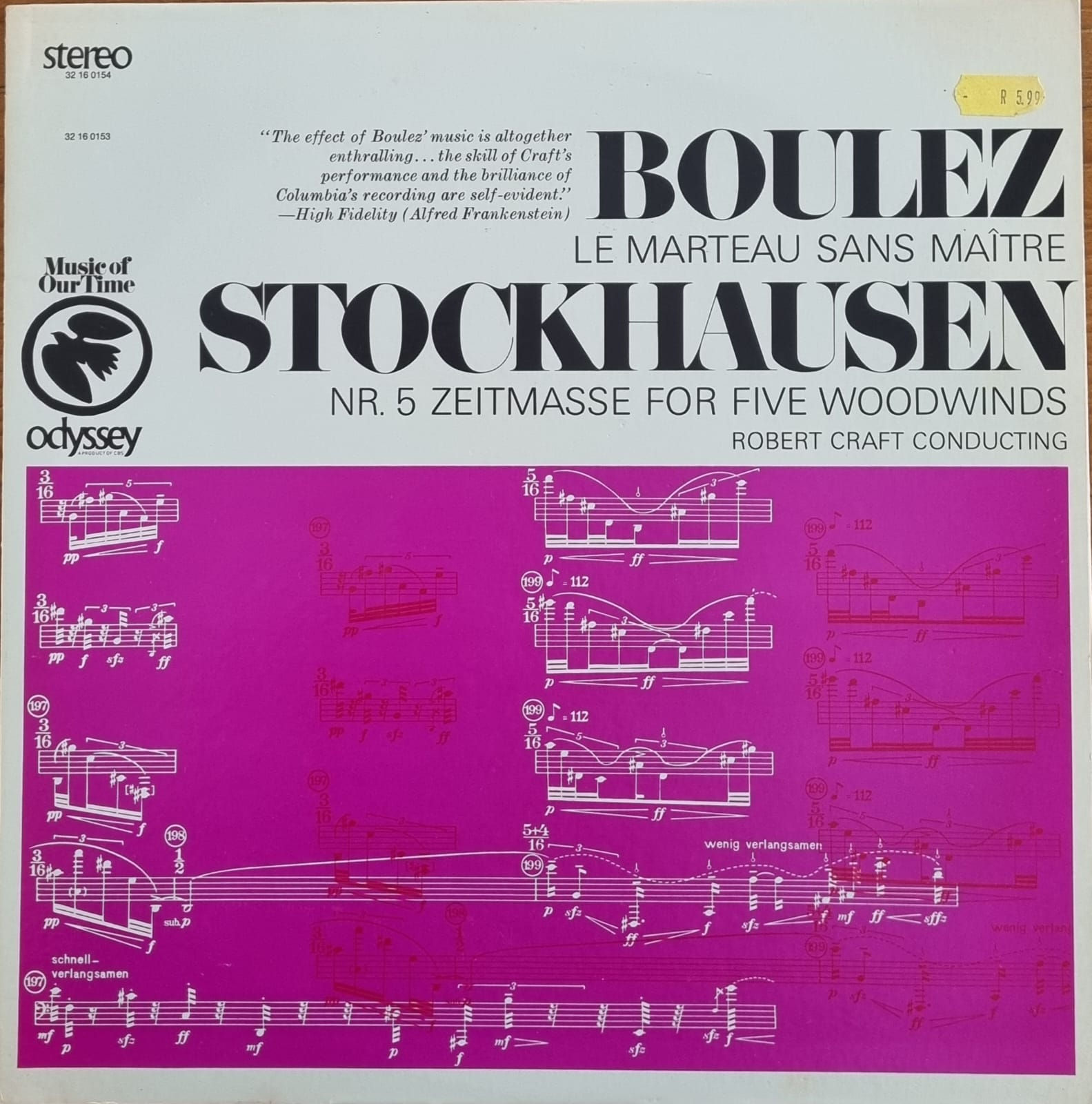 Le Marteau Sans Maître / Nr. 5 Zeitmasse For Five Woodwinds (1LP) (1956) (VG+)