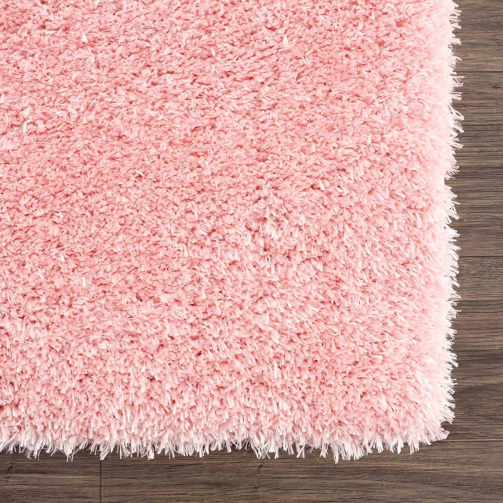 Thumbnail: Faina Solid Pink Shag Rug Washable