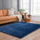 Thumbnail: Faina Solid Dark Blue Shag Rug Washable