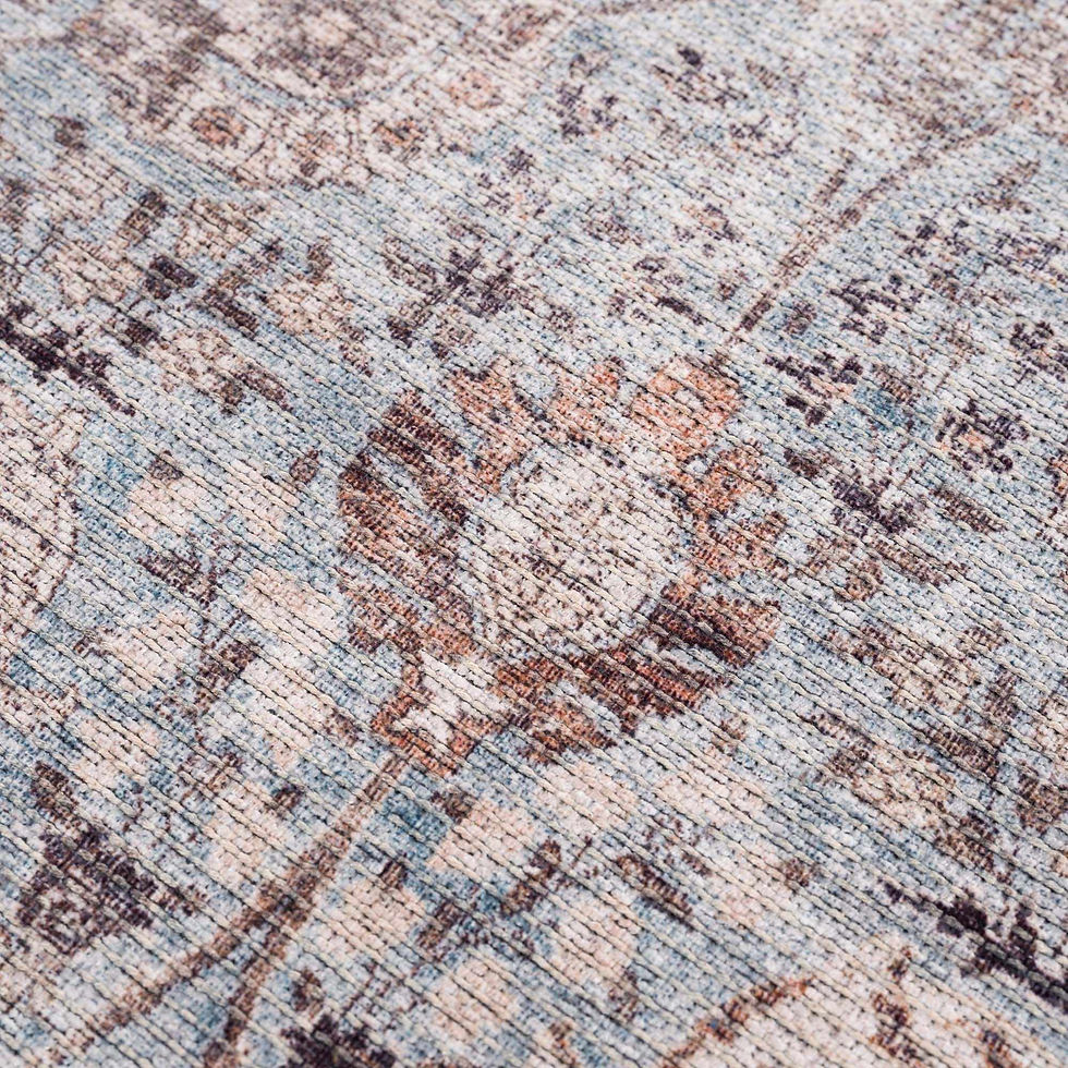 Thumbnail: Brown Blue Dauis Vintage Washable Rug