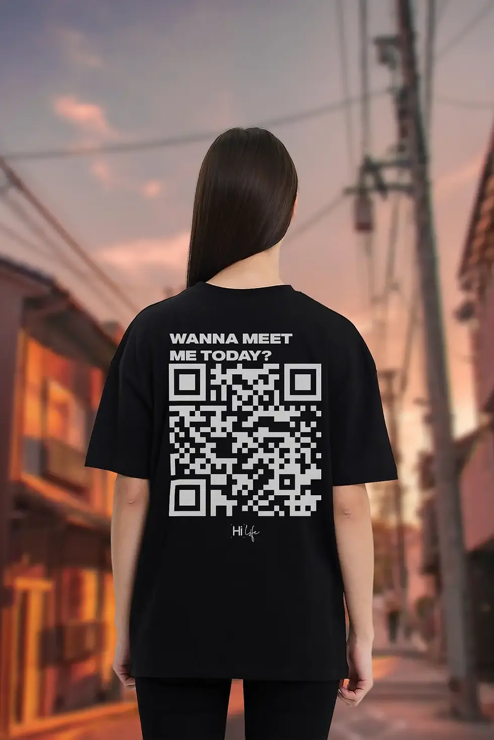 Küçük resim: Wanna Meet Me Today QR Kod Baskılı Tişört