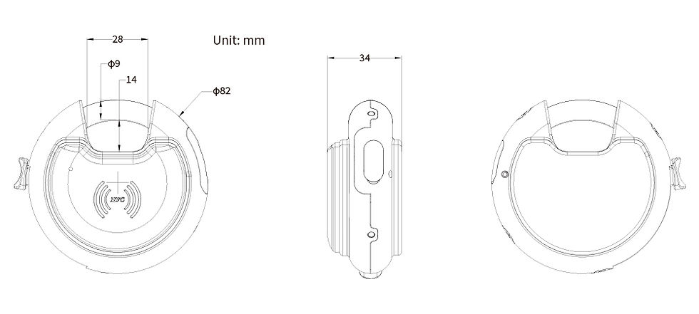 Dimension line drawing  KR-NFC-PL82