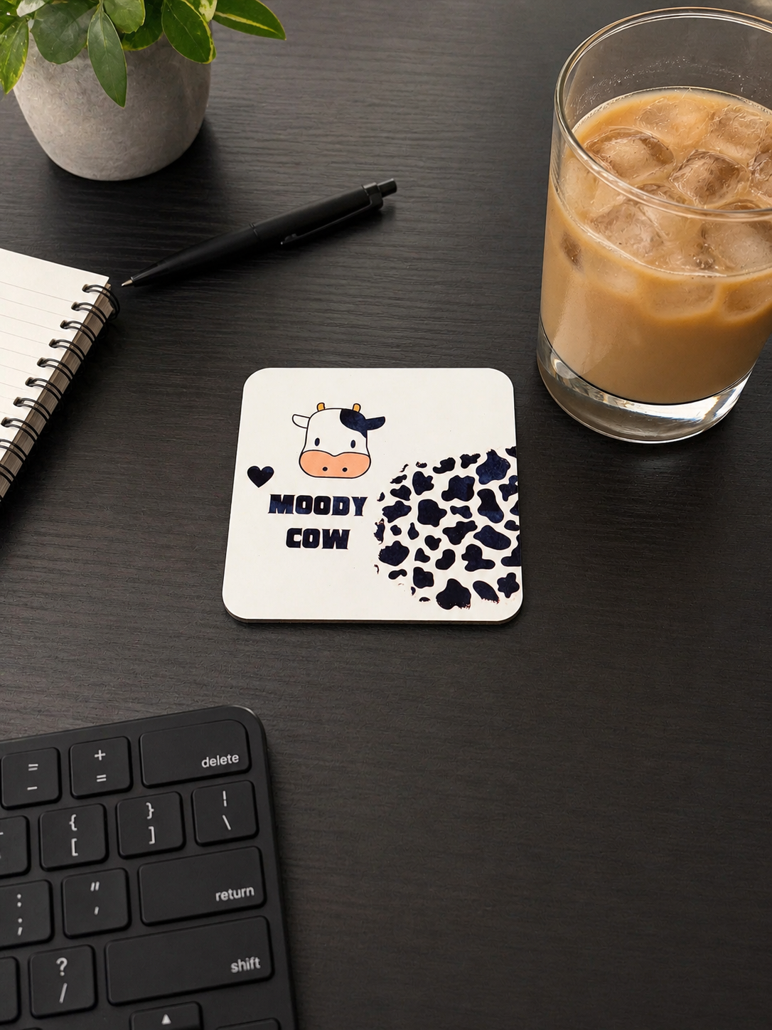 Funny moody cow coaster, perfect give for animal lovers with attitude