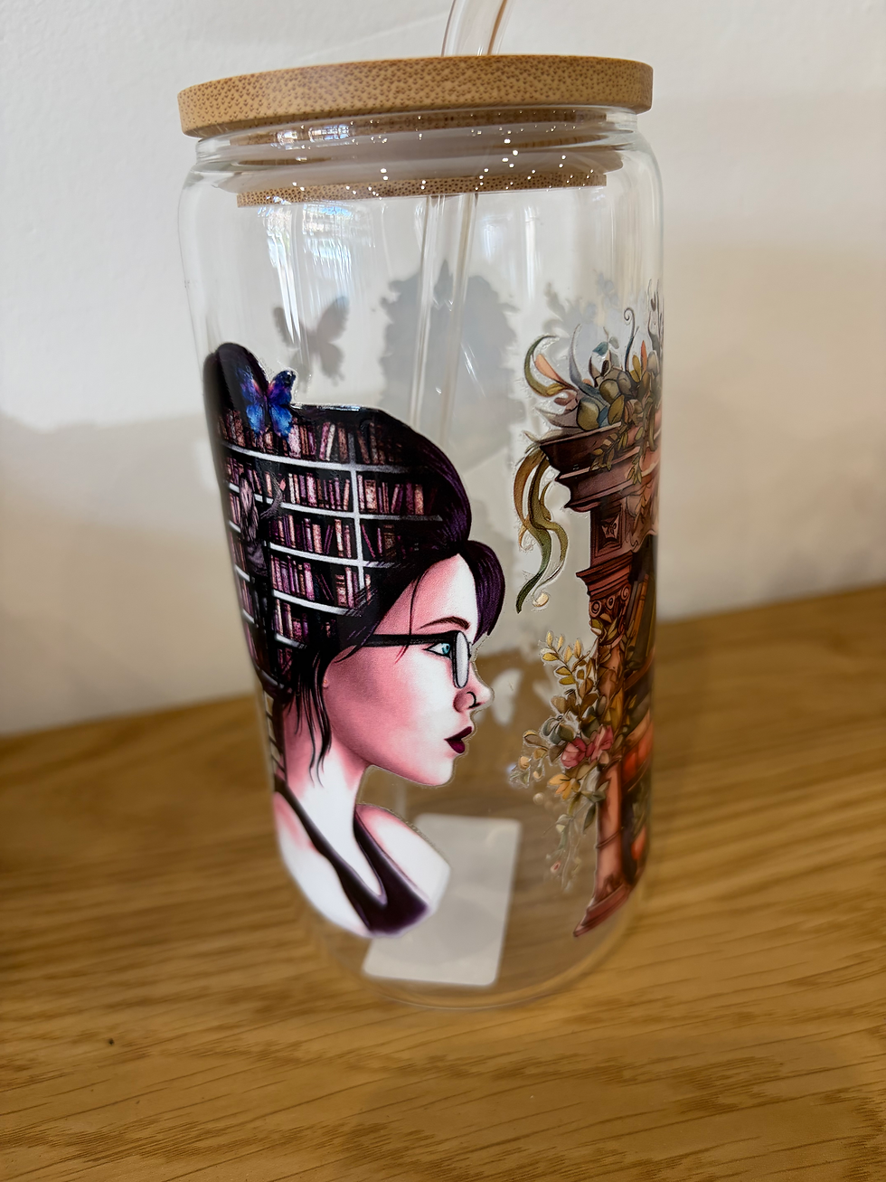 Thumbnail: Beautiful lady and books libbey glass cup, summer vibes, book lovers 