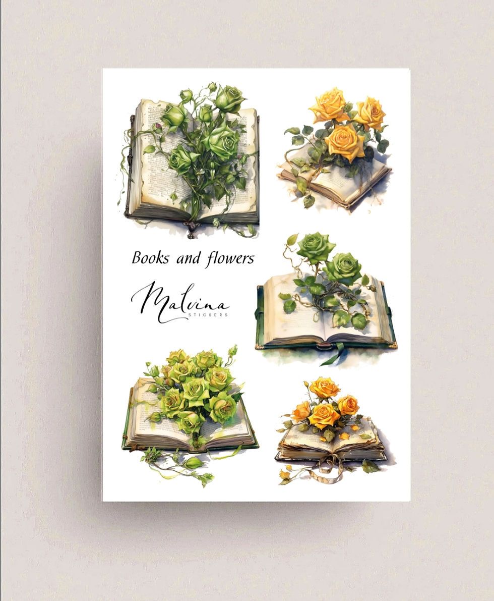 Наліпки «Книги та квіти 8»