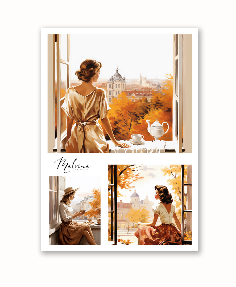 Наліпки «Дівчина-осінь 3»