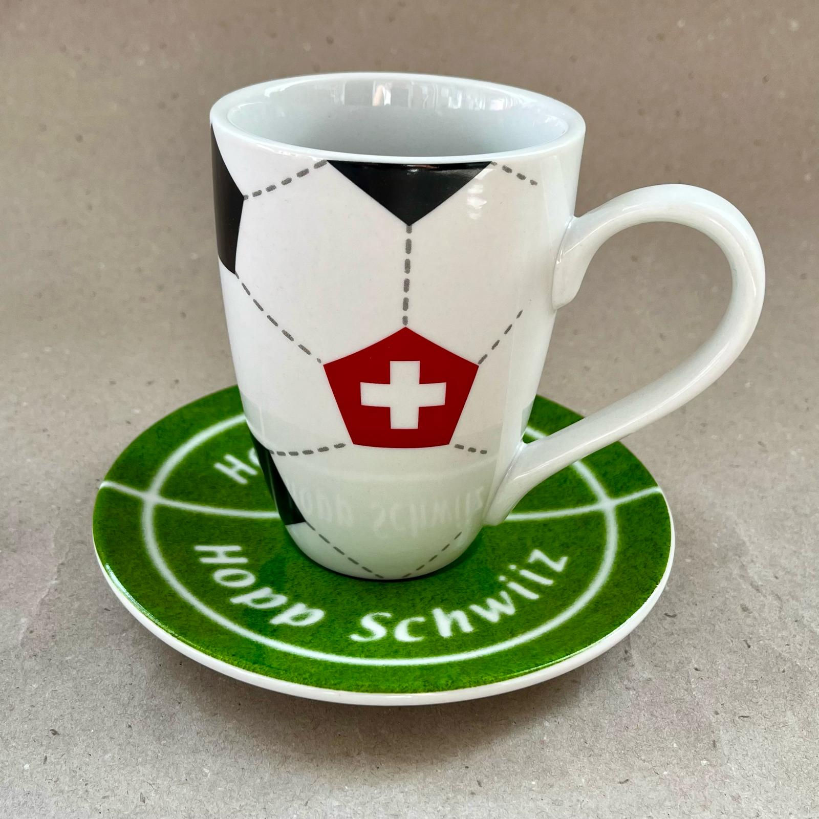 Tasse mit Unterteller Fussball Schweiz