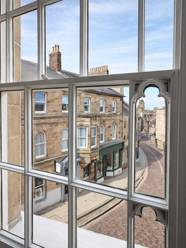 The view of Alnwick's Castle Quarter, from The Counting House.