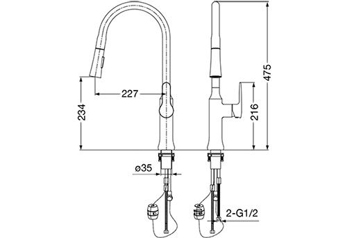 縮圖：【艾美】F35-4001-抽拉式廚房龍頭-(極致系列)-本商品不含安裝