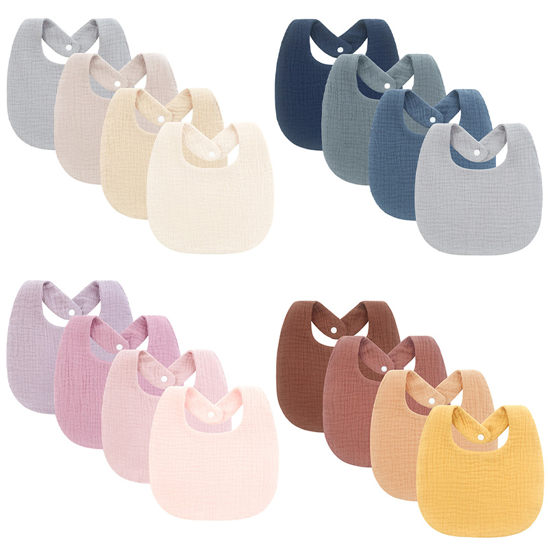 Muslin Baby Bibs Solid Color Square Burp Cloth for Boys Girls Cotton Double-Laye