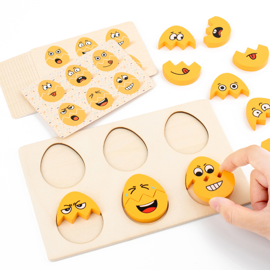 Wooden Expressions Egg Shaped Montessori Toy For Toddlers Preschool Kids' DIY Wo