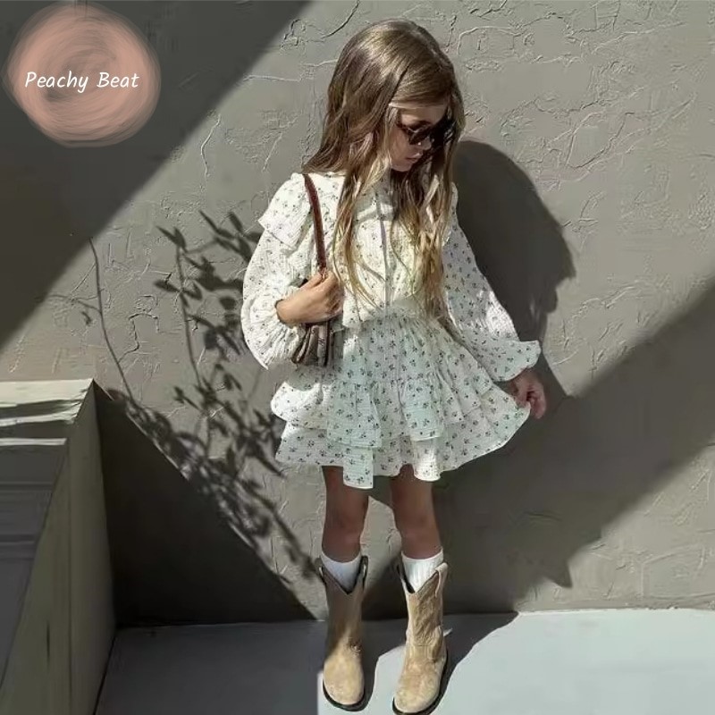 Fashion Baby Girl Clothes Set Floral Shirt+Layered Skirt 2PCS Infant Toddler Chi