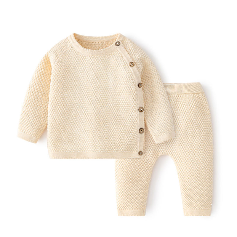 Knitted Cotton Baby Top and Trousers Set