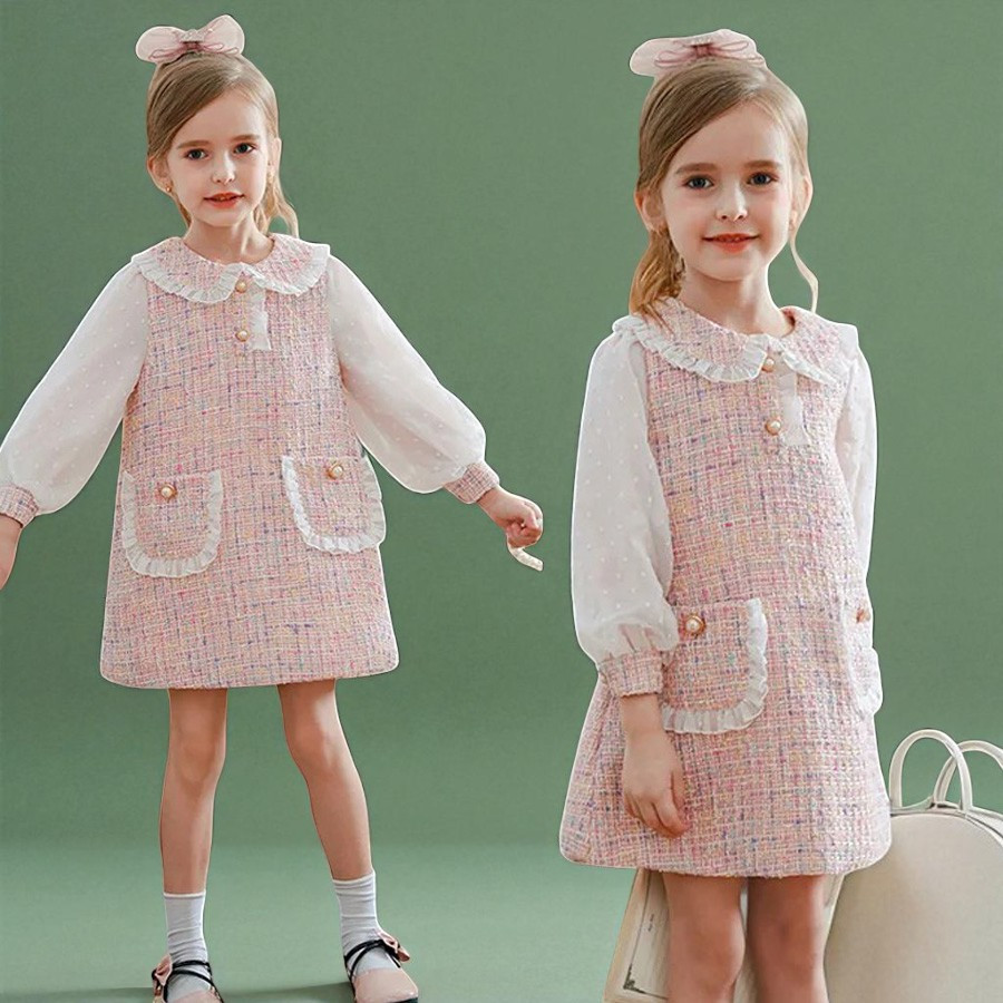 Puff Sleeve Plaid Dress 3-10 Years