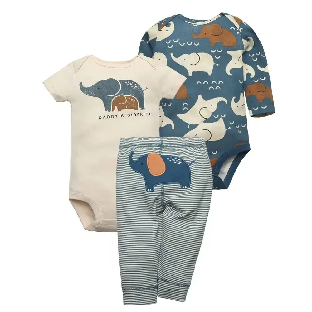 Newborn Baby Clothes Set Baby Boy Born Clothing 3PCS Bodysuit+Pants Outfit Toddl