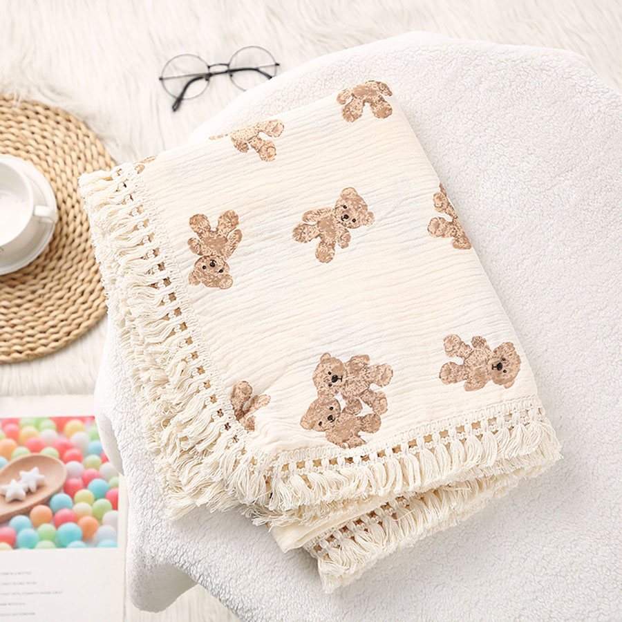 Bear Muslin Baby Swaddle Blanket