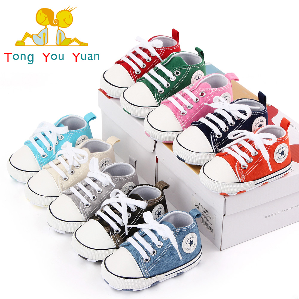 New Baby Shoes Boys Girls Classic Canvas Casual Sneakers Spring Newborn First Wa