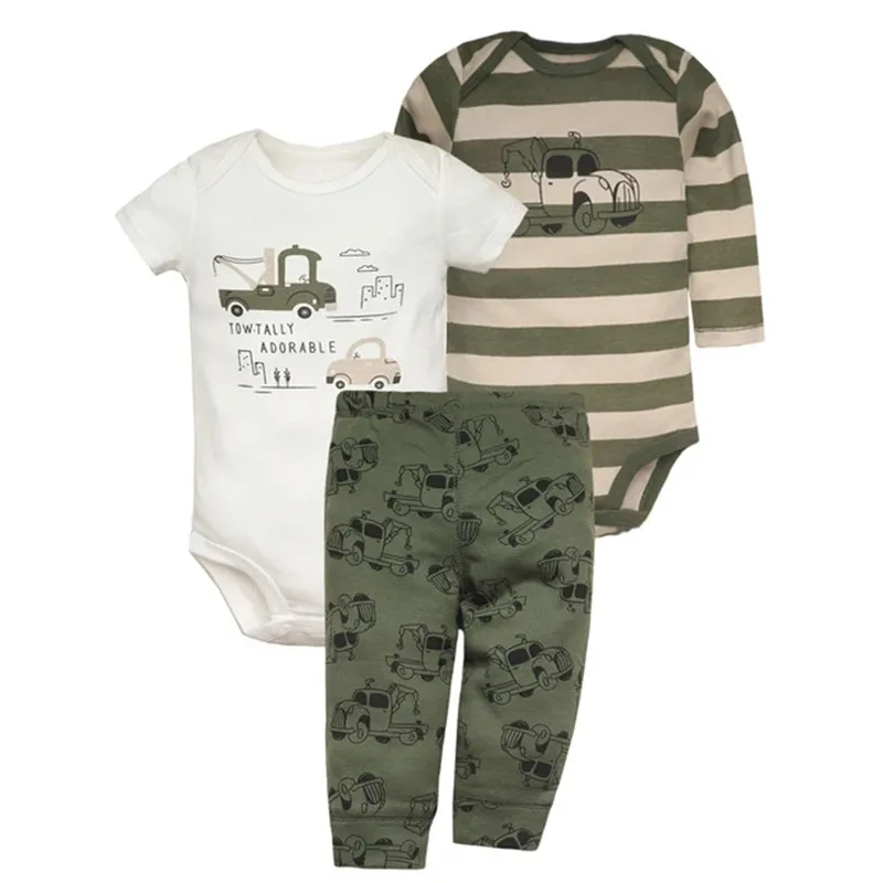 3-Piece Cotton Baby Bodysuit and Trousers Set