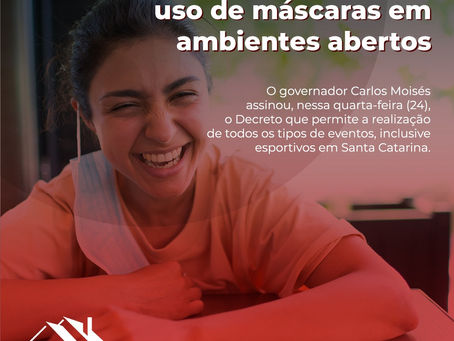 Governo de SC flexibiliza uso de máscaras em ambientes abertos