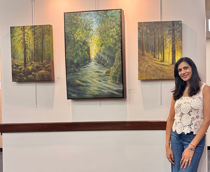 In Where Light Lingers, artist Aprajita Lal presents paintings inspired by her close observation of the natural world. These works share a preoccupation with transience — the particular qualities of sunlight between seasons, or how one’s perspective of a landscape shifts while in motion. Lal translates these ephemeral moments through the belief she’s coined as LUMINEMOTIVE — that light is not merely something a painting depicts, but something it feels. Lal works primarily in transparent watercolor, a medium that rewards patience and forbids correction. Each wash must be laid down with intention; the white of the paper, left untouched, becomes the brightest light in the picture. Like Lal’s artistic practice, this exhibition invites viewers to slow down and meet the natural world at the pace it actually moves.