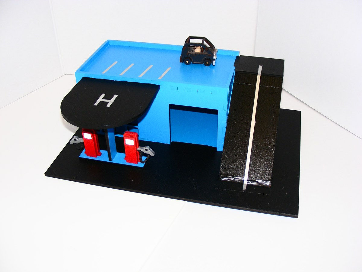 Gas Station with Tiny Car