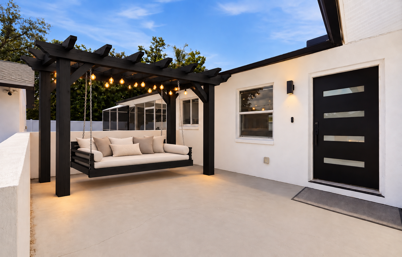 Outdoor pergola and daybed