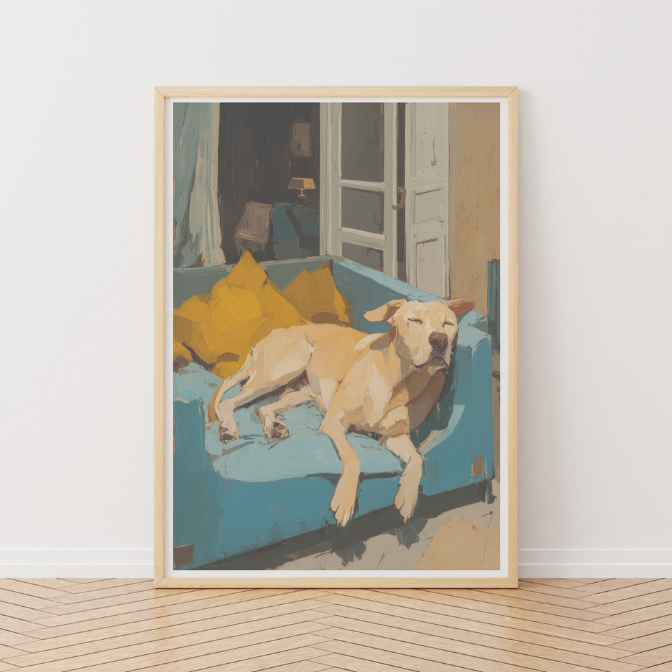poster print of Labrador Retriever, sleeping at home bu The Poster Folk