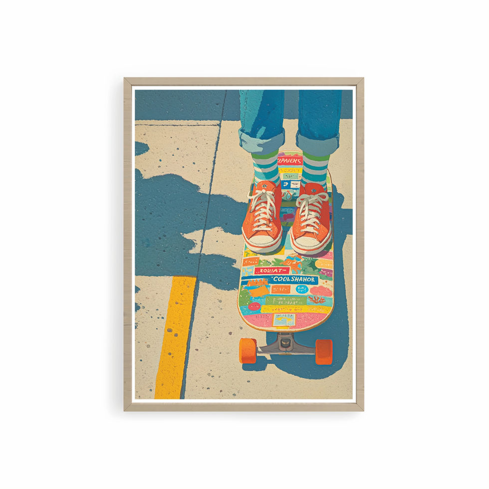 a0 and a1 sized poster, skateboard large wall poster, colourful kids print