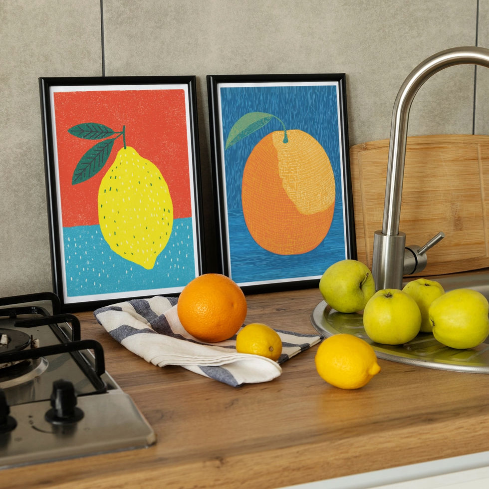 orange wall poster, modern kitchen wall poster from The Poster Folk