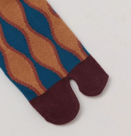 brown and blue womens tabi socks from japan