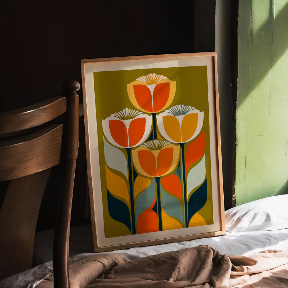 retro floral wall art boho poster style print